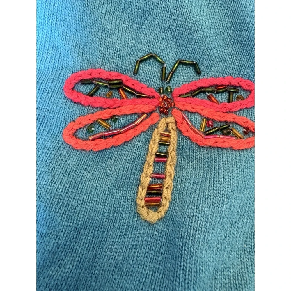 Michael Simon Lite Silk Angora Cashmere Dragonfly Cardigan Shell Twin Set Size M